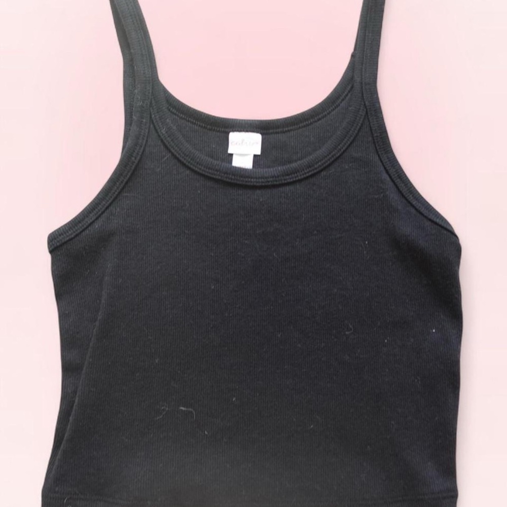 Colsie Black Fitted Crop Tank Top